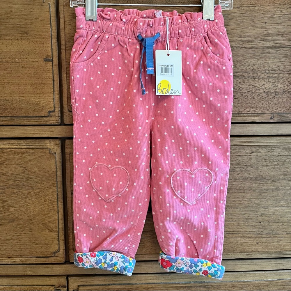 Baby Boden/ 9-12 mos/ Formica Pink/ polka dot corduroy pants